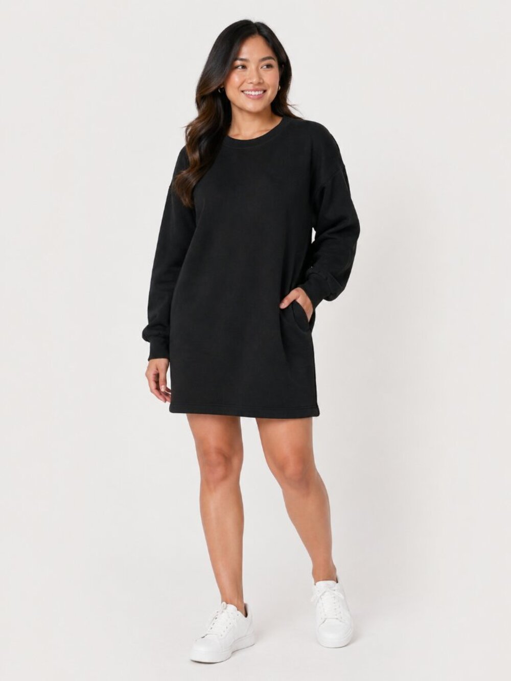 Everlane French Terry Crewneck Sweatshirt Dress | Size L | Black